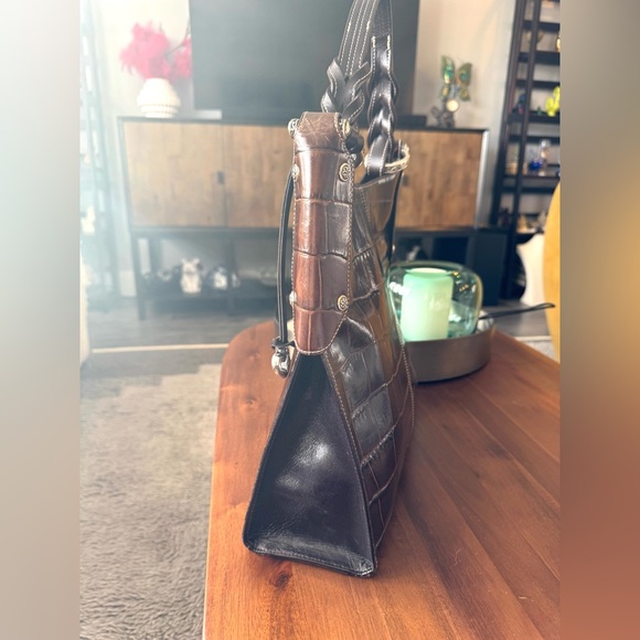 Brighton Brown Leather Croc Bucket Bag - Picture 6 of 16